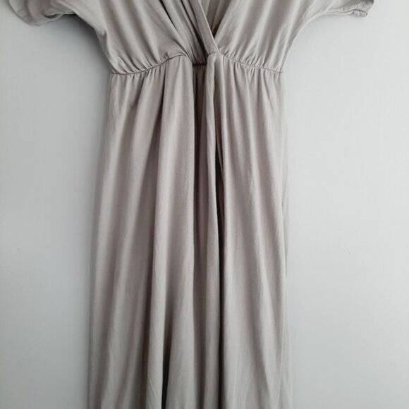 ZARA Surplice Faux Wrap Maxi Dress Long Slit Grey Sz S Flawed - Picture 5 of 16